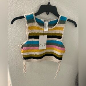 NWT Zara striped crochet tank top